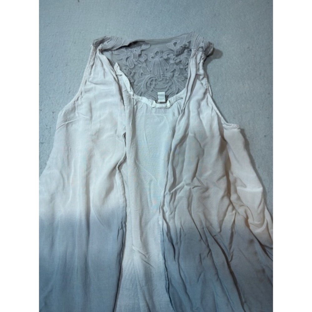 Est. 1946 Vest Womens L Blue‎ Cream Good Ombre Lace Back Open Front Layering